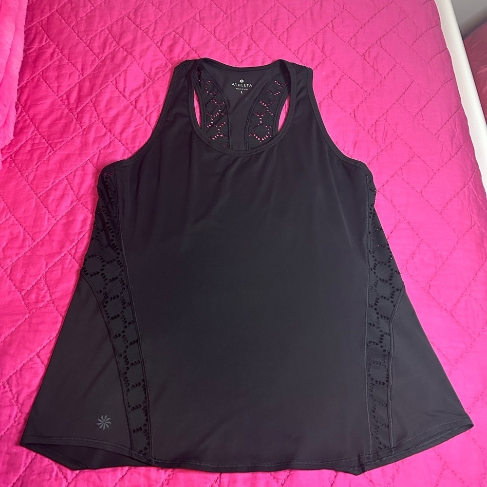 Athleta Black Sleeveless Tank‎ with Cutout Detail